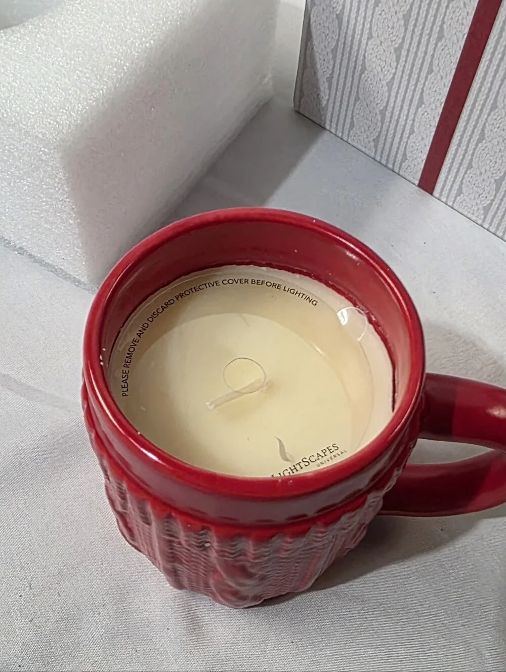 Lightscapes Universal Mulled Wine Sweater Mug Red Candle New In Box Holiday